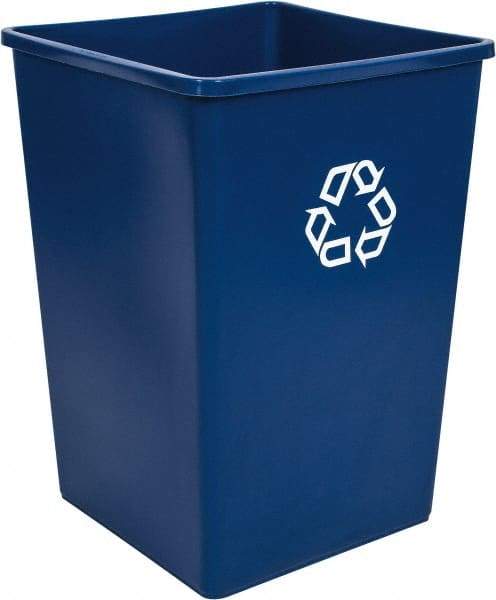 Rubbermaid - 35 Gal Blue Square Recycling Container - Polyethylene, 27-5/8" High x 19-1/2" Long x 19-1/2" Wide - Exact Industrial Supply