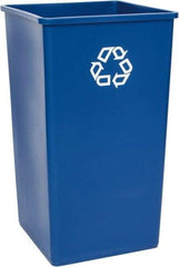 Rubbermaid - 50 Gal Blue Square Recycling Container - Polyethylene, 34-1/4" High x 19-1/2" Long x 19-1/2" Wide - Exact Industrial Supply