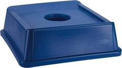 Rubbermaid - Square Lid for Use with 35 Gal Square Recycle Containers - Blue, Polyethylene, For 3569 - Exact Industrial Supply