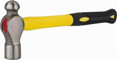 Value Collection - 1 Lb Head Forged Steel Ball Pein Hammer - Fiberglass Handle, 12-1/2" OAL, Fiberglass with Cushion Grip - Exact Industrial Supply