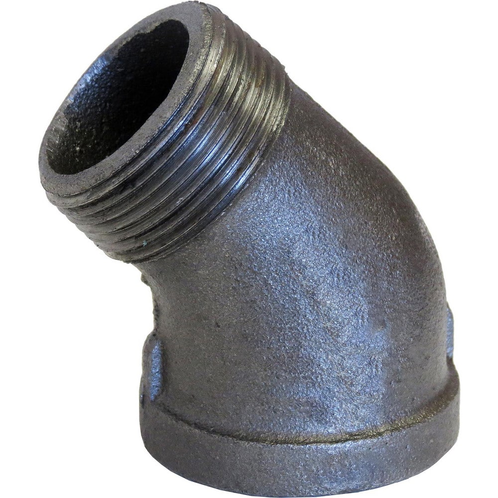 Black Pipe Fittings; Fitting Type: Street Elbow; Fitting Size: 3/4″; Material: Malleable Iron; Finish: Black; Fitting Shape: 45 ™ Elbow; Thread Standard: NPT; Connection Type: Threaded; Lead Free: No; Standards:  ™ASME ™B1.2.1;  ™ASME ™B16.3; ASTM ™A197;