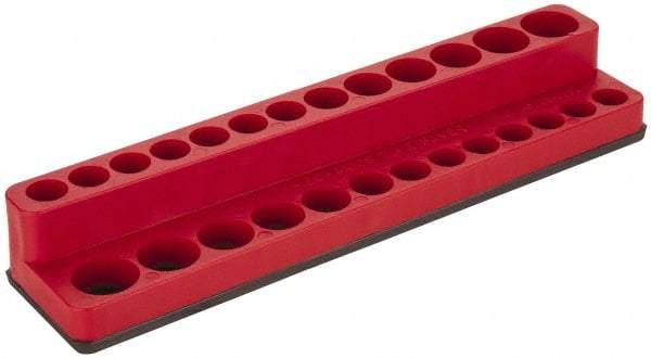Value Collection - 26 Piece Capacity Magnetic Deep & Shallow Socket Holder - 1/4" Drive, Red - Exact Industrial Supply