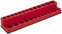 Value Collection - 26 Piece Capacity Magnetic Deep & Shallow Socket Holder - 1/4" Drive, Red - Exact Industrial Supply