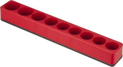 Value Collection - 9 Piece Capacity Magnetic Deep & Shallow Socket Holder - 1/2" Drive, Red - Exact Industrial Supply