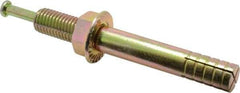 Wej-It - 3/4" Diam, 3/4" Drill, 6" OAL, 1-3/4" Min Embedment Hammer Drive Concrete Anchor - 1018 Iron (Pin)/Steel (Body), Zinc Yellow Dichromate Finish, Hex Nut Head, Hex Drive - Exact Industrial Supply