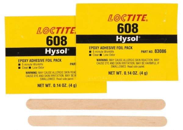 Loctite - 0.14 oz Pouch Two Part Epoxy - 5 min Working Time, 1,500 psi Shear Strength, Series 608 - Exact Industrial Supply