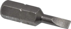 Apex - 0.138" x 0.025" Blade, 1/4" Drive Slotted Screwdriver Bit - 1" OAL, Insert Bit - Exact Industrial Supply