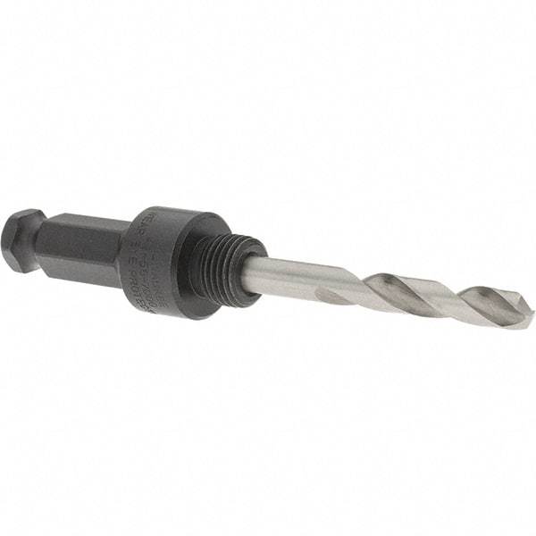 Milwaukee Tool - 5/8 to 1-3/16" Tool Diam Compatibility, Straight Shank, Steel Integral Pilot Drill, Hole Cutting Tool Arbor - 1/2" Min Chuck, Hex Shank Cross Section, Threaded Shank Attachment, For Hole Saws - Exact Industrial Supply