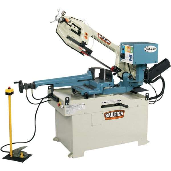 Baileigh - 13.77 x 8.66" Semi-Automatic Combo Horizontal & Vertical Bandsaw - 1 Phase, 60° Right, 45° Left Vise Angle of Rotation, 2 hp, 220 Volts, Frequency Drive - Exact Industrial Supply