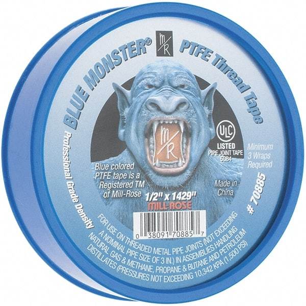 Value Collection - 1/2" Wide x 1,429" Long General Purpose Pipe Repair Tape - -450 to 500°F, Blue - Exact Industrial Supply