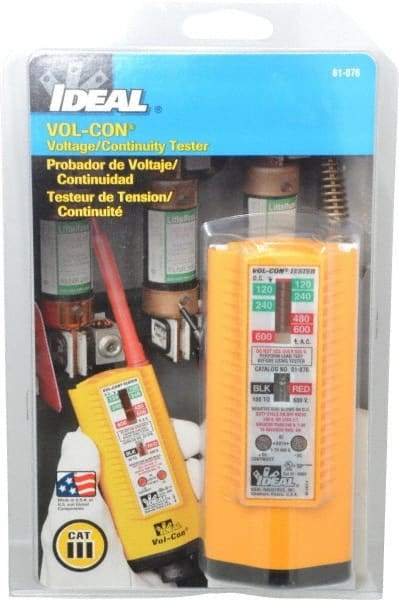 Ideal - 5 VAC/VDC to 600 VAC/VDC, Voltage and Circuit Continuity Tester - LED and Neon Lamps Display, 60 Hz - Exact Industrial Supply