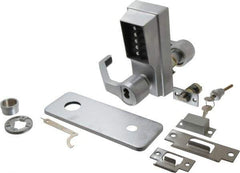 Kaba Access - Heavy Duty Combination Entry Lever Lockset with Key Override - 2-3/4" Back Set, 6 or 7 Pin Length Best & Compatible Cylinder (Core Not Included), Satin Chrome Finish - Exact Industrial Supply