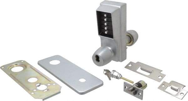 Kaba Access - 1-3/8 to 2-1/4" Door Thickness, Satin Chrome Pushbutton Knob Lockset - 2-3/4" Back Set, 6 or 7 Pin Length Best & Compatible (Core Not Included) Cylinder - Exact Industrial Supply