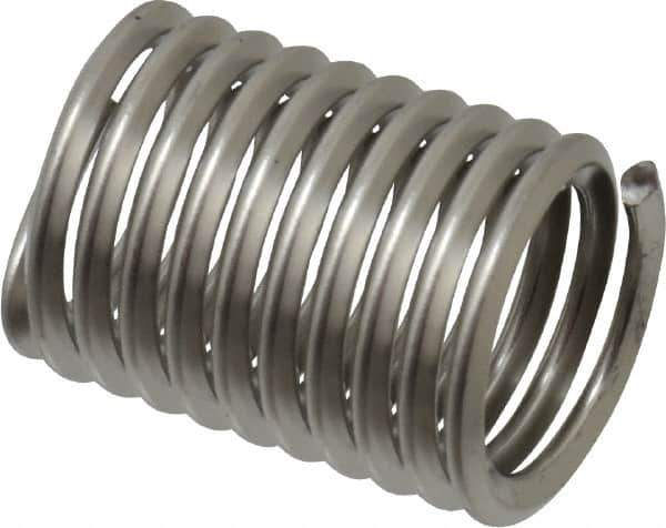 Recoil - 7/16-14 UNC, 7/8" OAL, Free Running Helical Insert - 10-1/4 Free Coils, Tanged, Stainless Steel, Bright Finish, 2D Insert Length - Exact Industrial Supply