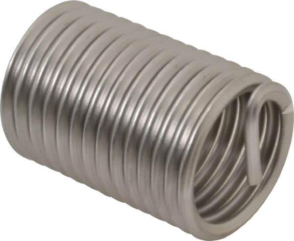 Recoil - 1-8 UNC, 2" OAL, Free Running Helical Insert - 14 Free Coils, Tanged, Stainless Steel, Bright Finish, 2D Insert Length - Exact Industrial Supply