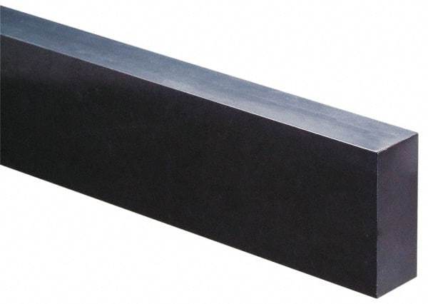 Made in USA - 4 Ft. Long x 2 Inch Wide x 1 Inch High, Acetal, Rectangular Plastic Bar - Porosity Free, Black - Exact Industrial Supply