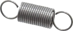 Made in USA - 3/8" OD, 5.23 Lb Max Load, 2.36" Max Ext Len, 0.035" Wire Diam Spring - 4.13 Lb/In Rating, 0.62 Lb Init Tension, 1-1/4" Free Length - Exact Industrial Supply