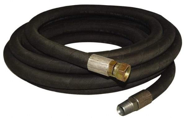 Made in USA - 25' Long, 3/4" Fitting, Boss Female x Male Fitting, -40 to 212°F, Nitrile High Temp & High Pressure Hose - 3/4" Inside x 1-1/4" Outside Diam, Black, 750 psi - Exact Industrial Supply