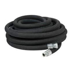 Made in USA - 50' Long, 3/4" Fitting, Boss Female x Male Fitting, -40 to 212°F, Nitrile High Temp & High Pressure Hose - 3/4" Inside x 1-1/4" Outside Diam, Black, 750 psi - Exact Industrial Supply