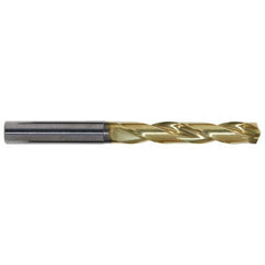 Jobber Length Drill Bit: 0.3858″ Dia, 140 °, Solid Carbide TiN Finish, 4.06″ OAL, Right Hand Cut, Spiral Flute, Straight-Cylindrical Shank