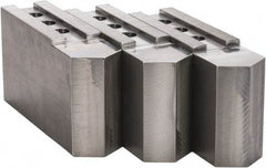 H & R Manufacturing - 16 to 20" Chuck Capacity, 3/32 x 90° Serrated Attachment, Square Soft Lathe Chuck Jaw - 3 Jaws, Steel, 1-9/16" Btw Mount Hole Ctrs, 9" Long x 2-1/2" Wide x 5" High, 1" Groove - Exact Industrial Supply