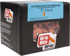 Value Collection - 2D, 12 Gauge, 1" OAL Roofing Nails - Ring Shank, 18-8 Steel, Zinc-Plated Finish - Exact Industrial Supply
