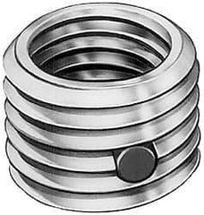 Made in USA - 1-8 Internal, 1-3/8 - 12 External, UNC, 1-1/4" Insert Length, Thread Locking Repair Inserts - Carbon Steel, Zinc Plate Finish, Grade 303 - Exact Industrial Supply