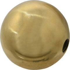 Gibraltar - 3/8-16 Thread, 1.88" Diam, Threaded Hole Ball Knob - Natural, Brass, Smooth Grip, 3/4" Hole Depth - Exact Industrial Supply