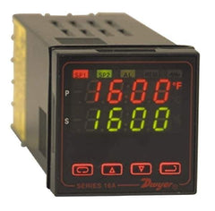 Dwyer - -350 to 4,208°F 1/16 DIN Temperature/Process Control - Dual 4-Digit LCD Display, Fuzzy Logic PID Control, 100-240 VAC/VDC - Exact Industrial Supply