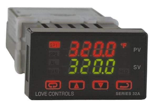 Dwyer - -350 to 4,208°F 1/32 DIN Temperature/Process Control - Dual 4-Digit LCD Display, Fuzzy Logic PID Control, 100-240 VAC/VDC - Exact Industrial Supply