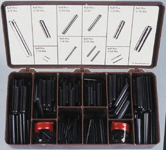 Made in USA - 300 Piece, 1/16 to 3/8" Pin Diam, Spring Pin Assortment - 18-8 Stainless Steel - Exact Industrial Supply