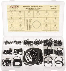 Made in USA - 444 Piece, 1/4 to 3", SpRing Assortment Steel, Snap External Retaining Ring Assortment - Includes Compartmented Case - Exact Industrial Supply