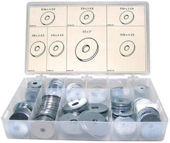 Value Collection - 255 Piece, 5/16 to 1/2" Screw, Steel Fender Washer Assortment - Includes 3/16 to 1/2" Screw & Compartmented Storage Case - Exact Industrial Supply