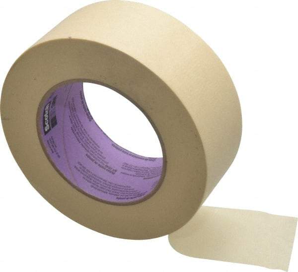 3M - 2" Wide x 60 Yd Long Tan Paper Masking Tape - Series 2040, 5.5 mil Thick, 23 In/Lb Tensile Strength - Exact Industrial Supply