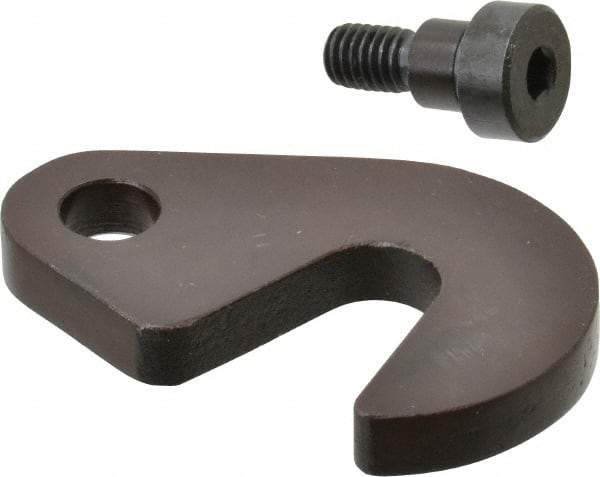 Made in USA - 21/32" Slot ID, 1-1/2" Slot to Bolt Hole Length, 3/8" Thick, Case Hardened Steel Swing C Washer - 9/16" Bolt Hole to Small End Radius, 1-1/8" Slot to Large End Radius, 1/2" Bolt Hole ID, 3/8" Shoulder Bolt, Black Oxide Finish - Exact Industrial Supply
