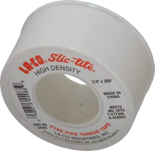 LA-CO - 3/4" Wide x 300" Long General Purpose Pipe Repair Tape - 3 mil Thick, -450 to 550°F, White - Exact Industrial Supply