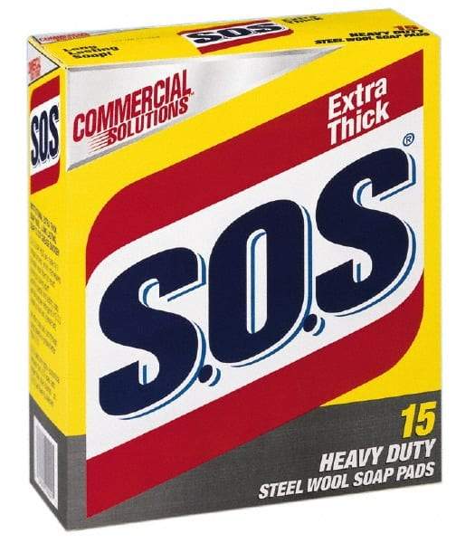 SOS - Steel Wool Scouring Soap Pad - Heavy-Duty, Blue/Gray - Exact Industrial Supply