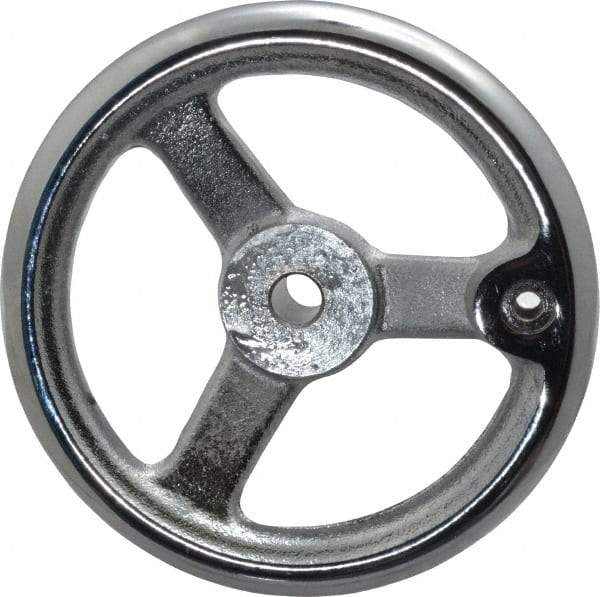 Gibraltar - 6", 3 Spoke Offset Handwheel - 1-3/8" Hub, Cast Iron, Chrome Plated Finish - Exact Industrial Supply