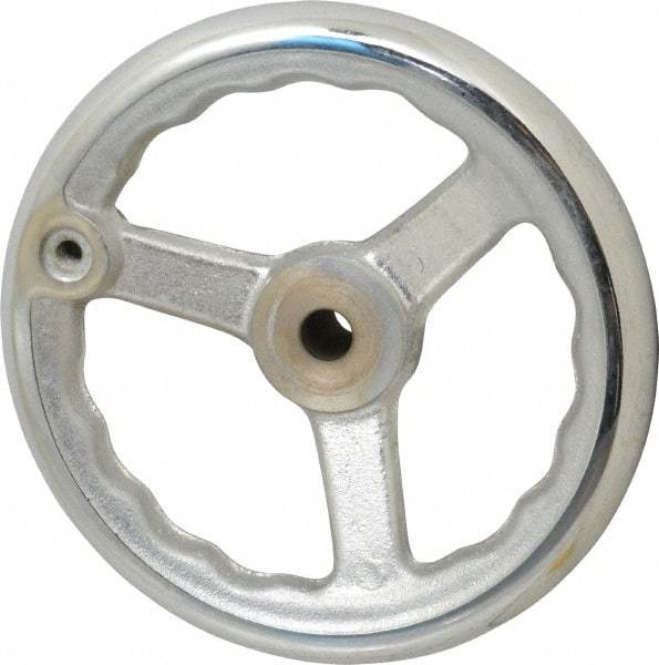 Gibraltar - 8", 3 Spoke Offset Handwheel - 0.622" Bore Diam, 1-21/32" Hub, Cast Iron, Chrome Plated Finish - Exact Industrial Supply