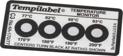 Tempil - 77/82/88/93°C Temp Indicating Label - 4 Ratings - Exact Industrial Supply