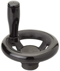 Value Collection - 10", 3 Spoke Offset Handwheel with Revolving Handle - Plastic, Plain Finish - Exact Industrial Supply