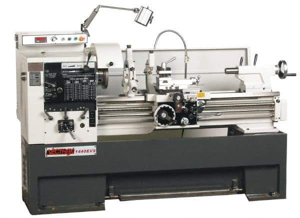 Vectrax - 14" Swing, 39-5/16" Between Centers, 220 Volt, Triple Phase Engine Lathe - 7MT Taper, 5 hp, 20 to 2,500 RPM, 2" Bore Diam, 45" Deep x 68" High x 90" Long - Exact Industrial Supply