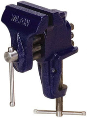 Wilton - 3" Jaw Width x 2-1/2" Jaw Opening Capacity, 2-5/8" Throat Depth, Bench & Pipe Combination Vise - 3/8" Max Pipe Capacity, Stationary Base, Clamp-On Attachment, Cast Iron - Exact Industrial Supply