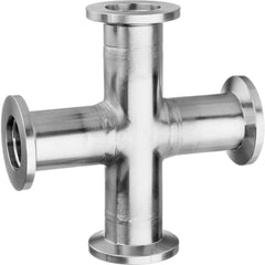 Metal Vacuum Tube Fittings; Material: Stainless Steel; Fitting Type: Cross; Tube Outside Diameter: 1.500; Fitting Shape: Cross; Connection Type: Quick-Clamp; Maximum Vacuum: 0.0000001 torr at 72 Degrees F; Thread Standard: None; Flange Outside Diameter: 2