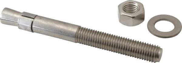 Red Head - 3/4" Diam, 3/4" Drill, 7" OAL, 3-3/16" Min Embedment Wedge Expansion Concrete Anchor - 304 Stainless Steel, Hex Nut Head, Hex Drive, 3-1/2" Thread Length - Exact Industrial Supply