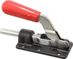 De-Sta-Co - 800 Lb Load Capacity, Flanged Base, Carbon Steel, Standard Straight Line Action Clamp - 6 Mounting Holes, 0.28" Mounting Hole Diam, 0.51" Plunger Diam, Straight Handle - Exact Industrial Supply