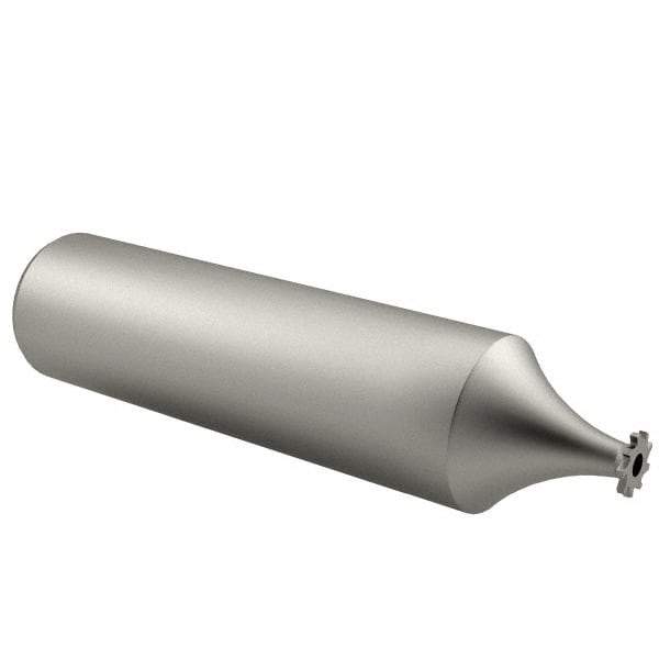 Made in USA - 1/4" Diam x 1/32" Face Width, High Speed Steel, 8 Teeth, Shank Connection Woodruff Keyseat Cutter - Uncoated, 2-1/16" OAL x 1/2" Shank, Straight Teeth - Exact Industrial Supply