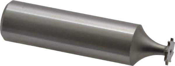 Made in USA - 5/16" Diam x 1/32" Face Width, High Speed Steel, 8 Teeth, Shank Connection Woodruff Keyseat Cutter - Uncoated, 2-1/16" OAL x 1/2" Shank, Straight Teeth - Exact Industrial Supply