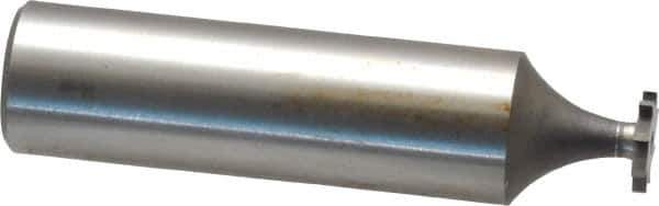 Made in USA - 5/16" Diam x 3/64" Face Width, High Speed Steel, 8 Teeth, Shank Connection Woodruff Keyseat Cutter - Uncoated, 2-1/16" OAL x 1/2" Shank, Straight Teeth - Exact Industrial Supply