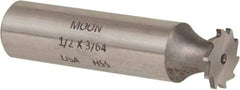 Made in USA - 1/2" Diam x 3/64" Face Width, High Speed Steel, 12 Teeth, Shank Connection Woodruff Keyseat Cutter - Uncoated, 2-1/16" OAL x 1/2" Shank, Straight Teeth - Exact Industrial Supply